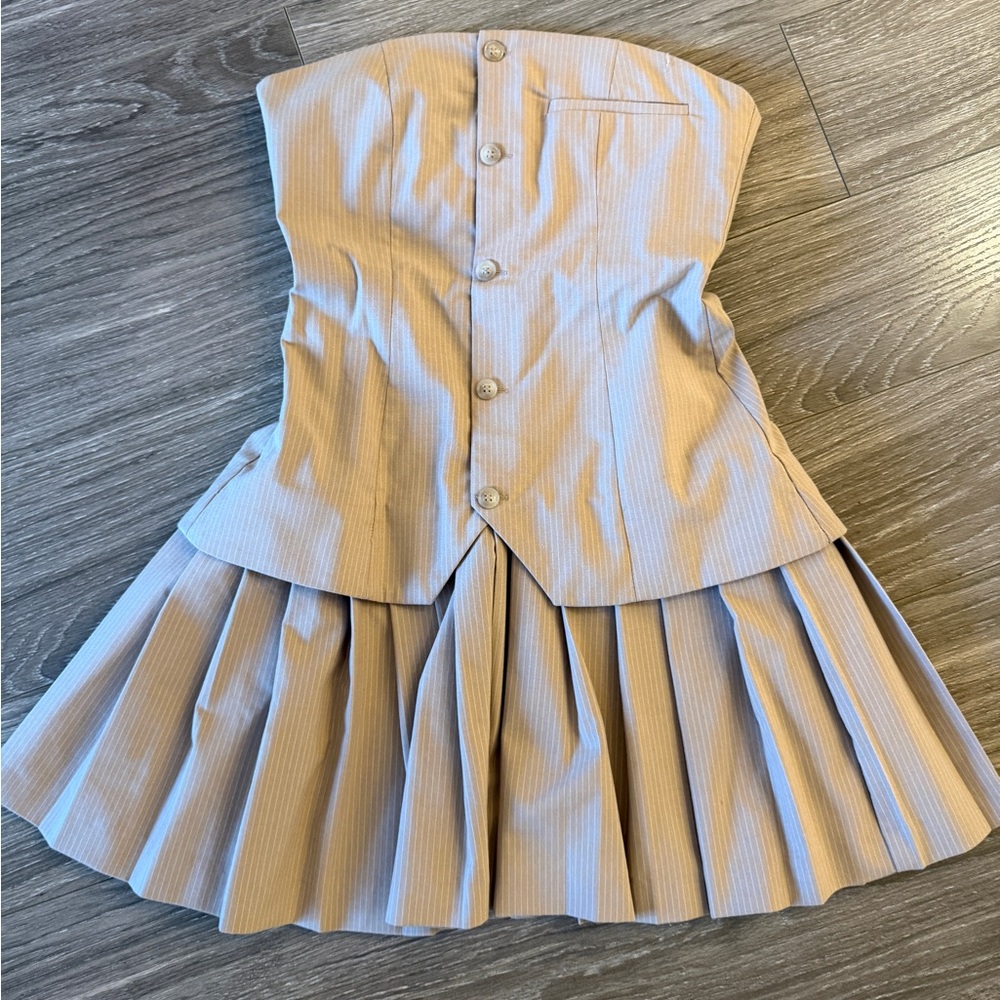 Zara Tan Striped Mini Dress